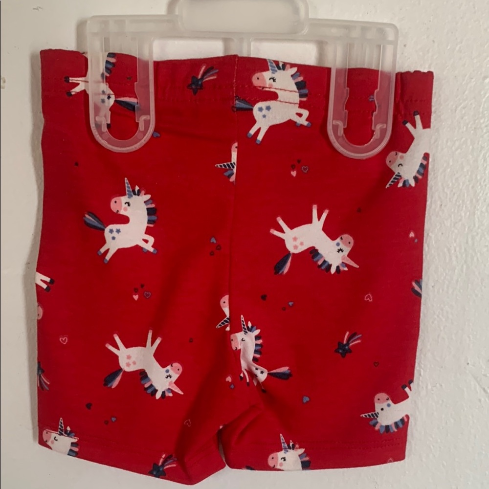 Red Unicorn Print Kids Shorts by Garanamal